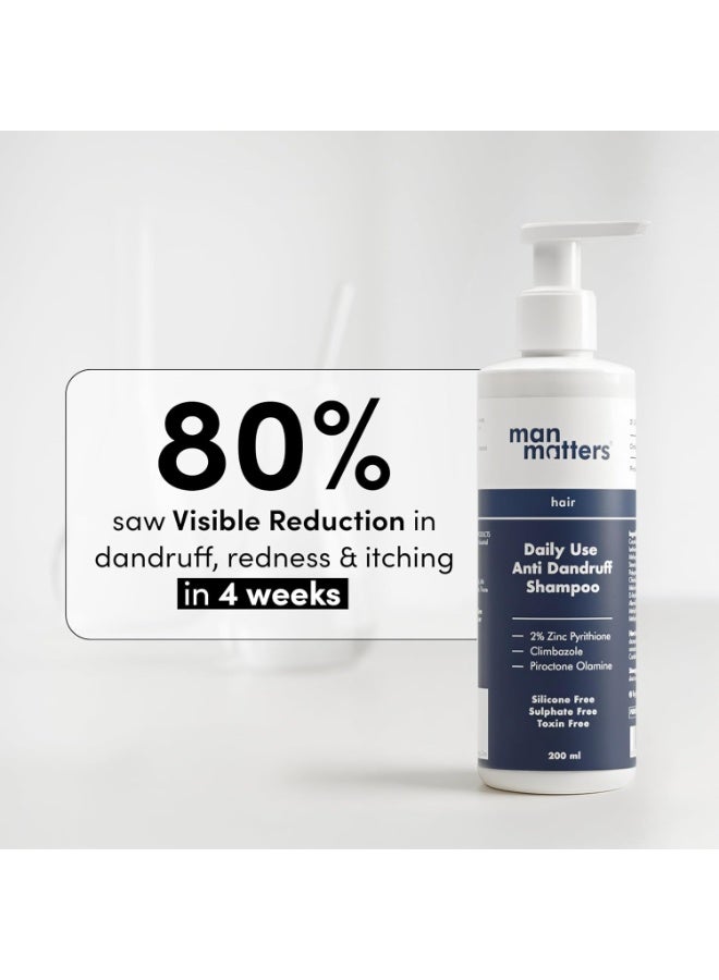 Man Matters Daily Use Anti Dandruff Shampoo | Reduces Dandruff, Flaking & Soothes Scalp Irritation | Zinc Pyrithione, Climbazole & Piroctone Olamine | pH 5.5 | 200ml - Image 3